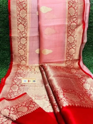 Pure Organza Silk Saree Light Pink